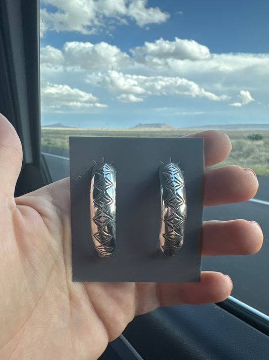 Silver stamped earrings