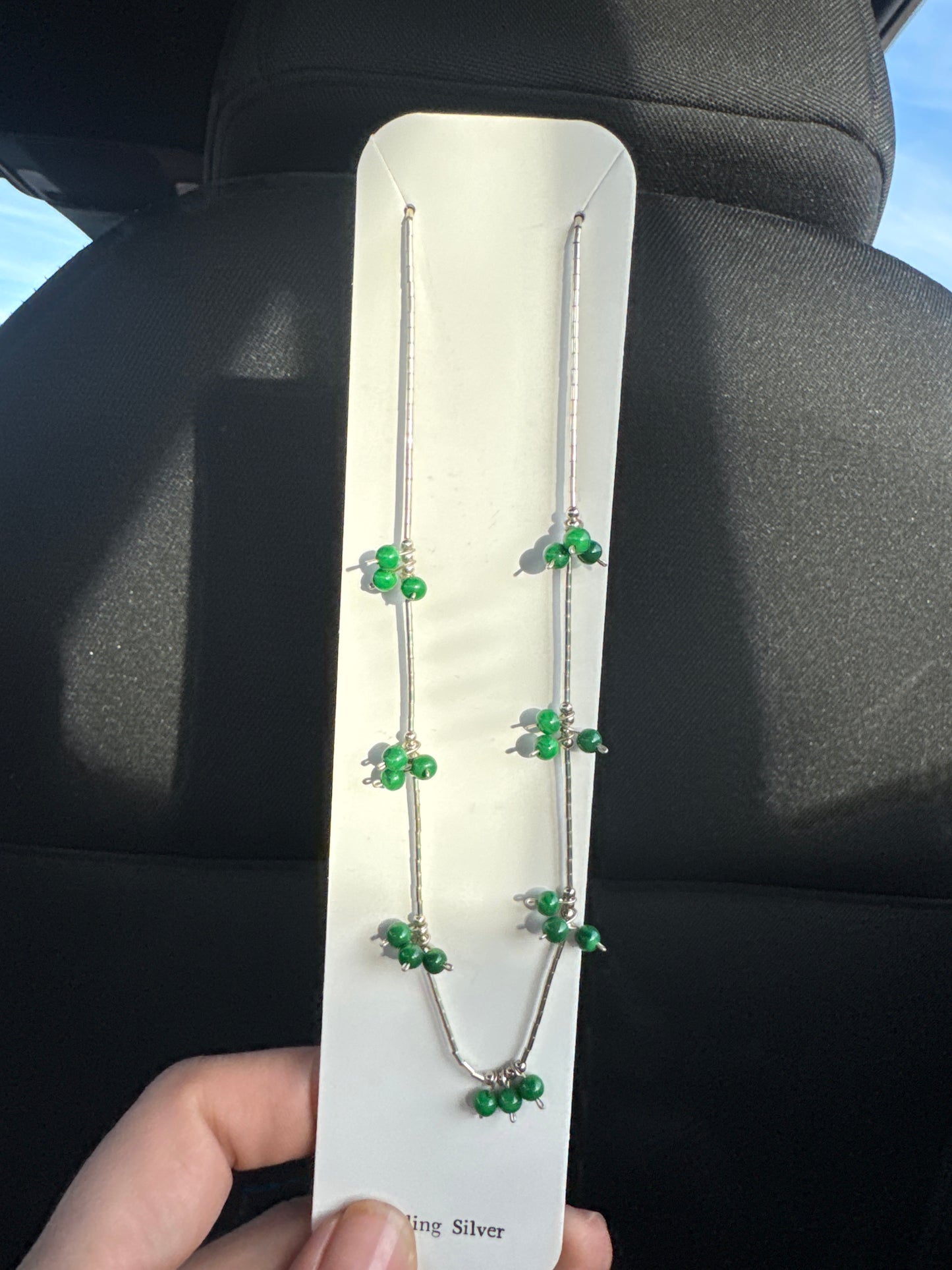 Green Bead Hishi Necklace