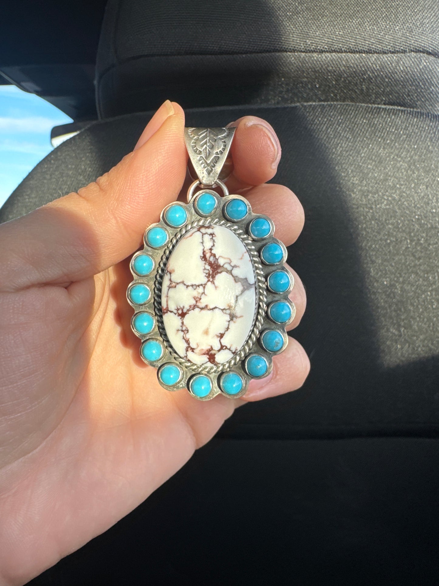 Jeff Largo Wild Horse and Turquoise Pendant