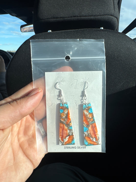 Spiny Oyster Turquoise Slab Earrings