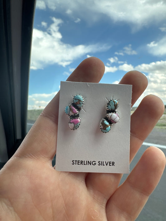 Cotton Candy Cluster Earring Studs