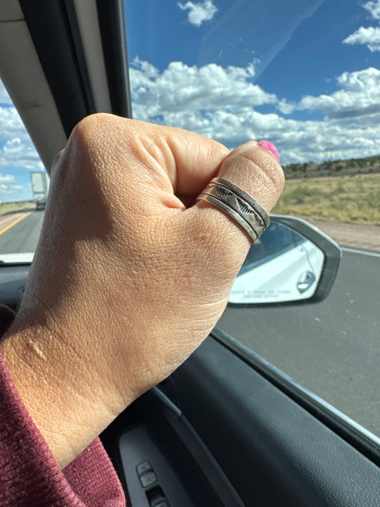 Sterling Silver Stamped Ring | Size 12