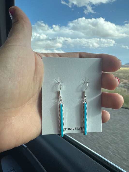 Sterling silver bar drop earrings