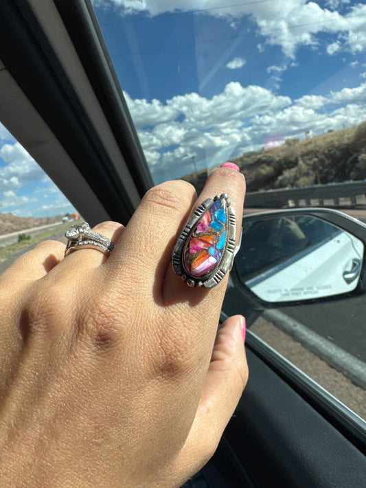 Pink Dahlia Adjustable Ring