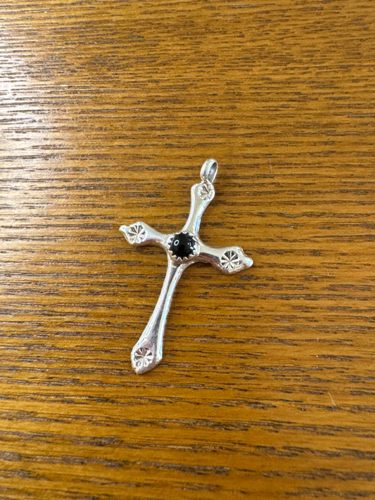 Cross pendant with black onyx
