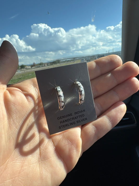 White Buffalo Half Hoop Earrings
