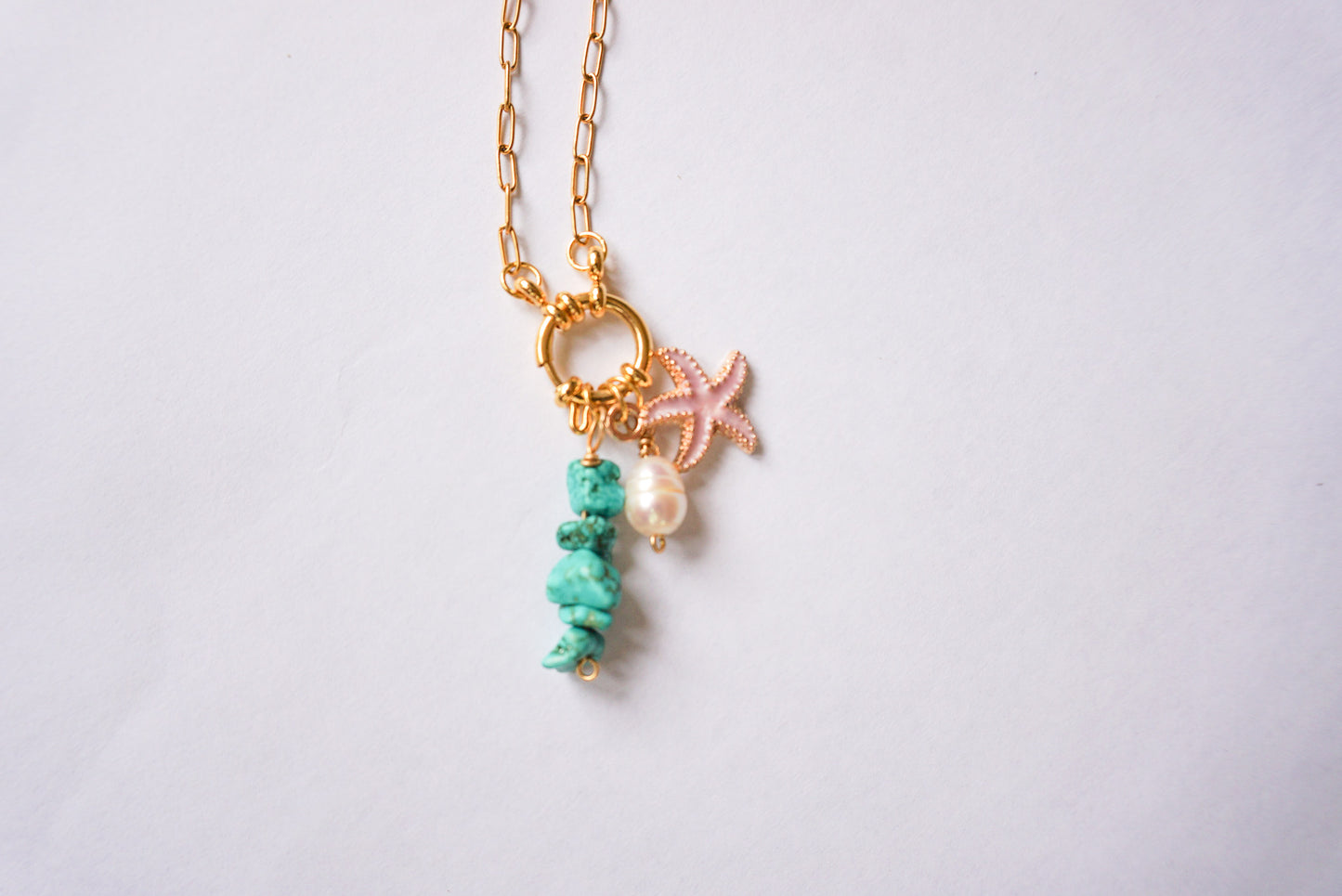 Turquoise Waves Latch Charm Necklace - Wander West Collection