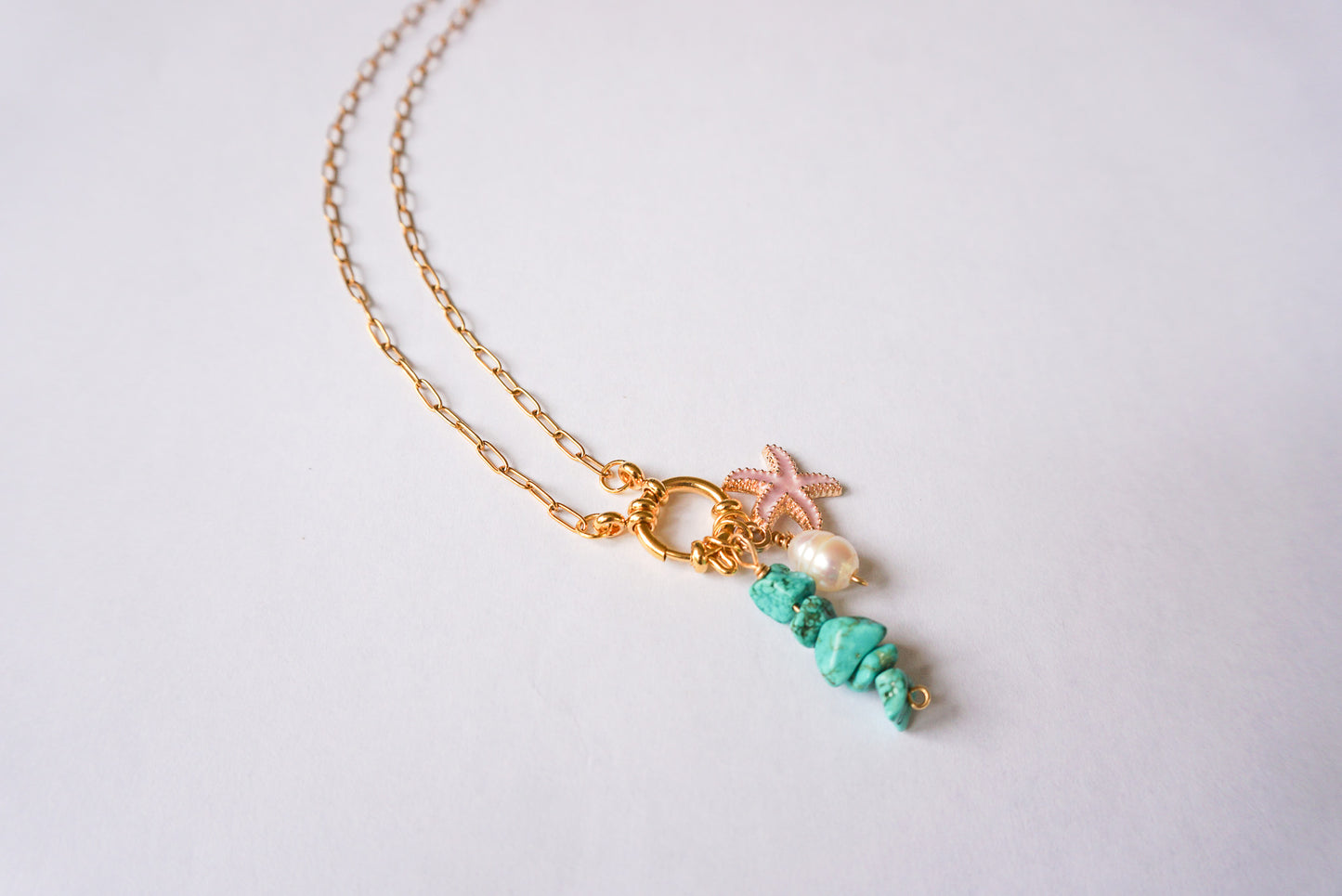 Turquoise Waves Latch Charm Necklace - Wander West Collection