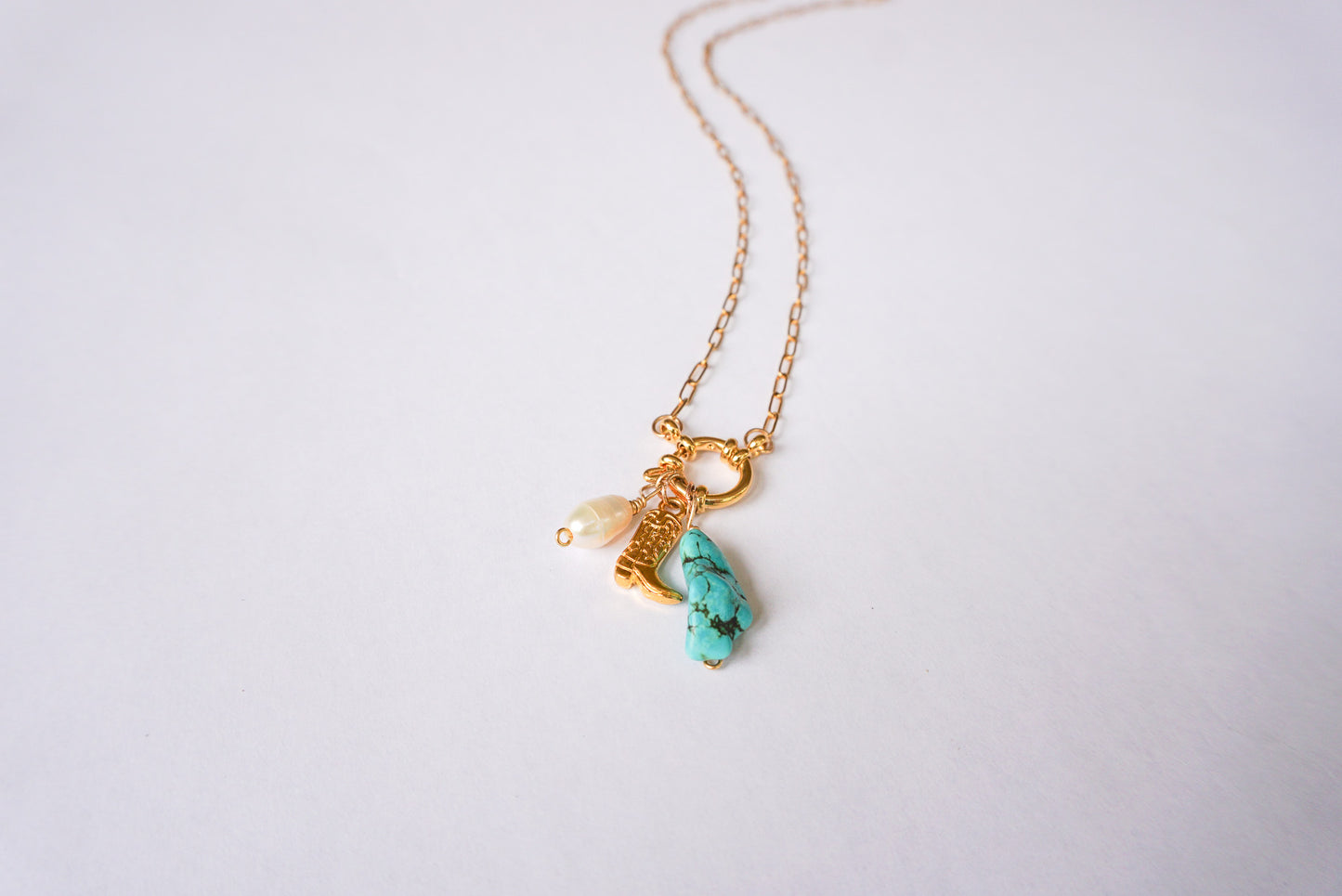 Cowgirl Pearl Latch Charm Necklace - Wander West Collection