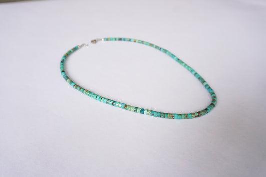 Turquoise Small Cut Bead Necklace 18"