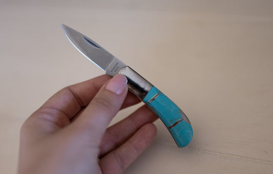 Pocket Knife with Turquoise Inlay