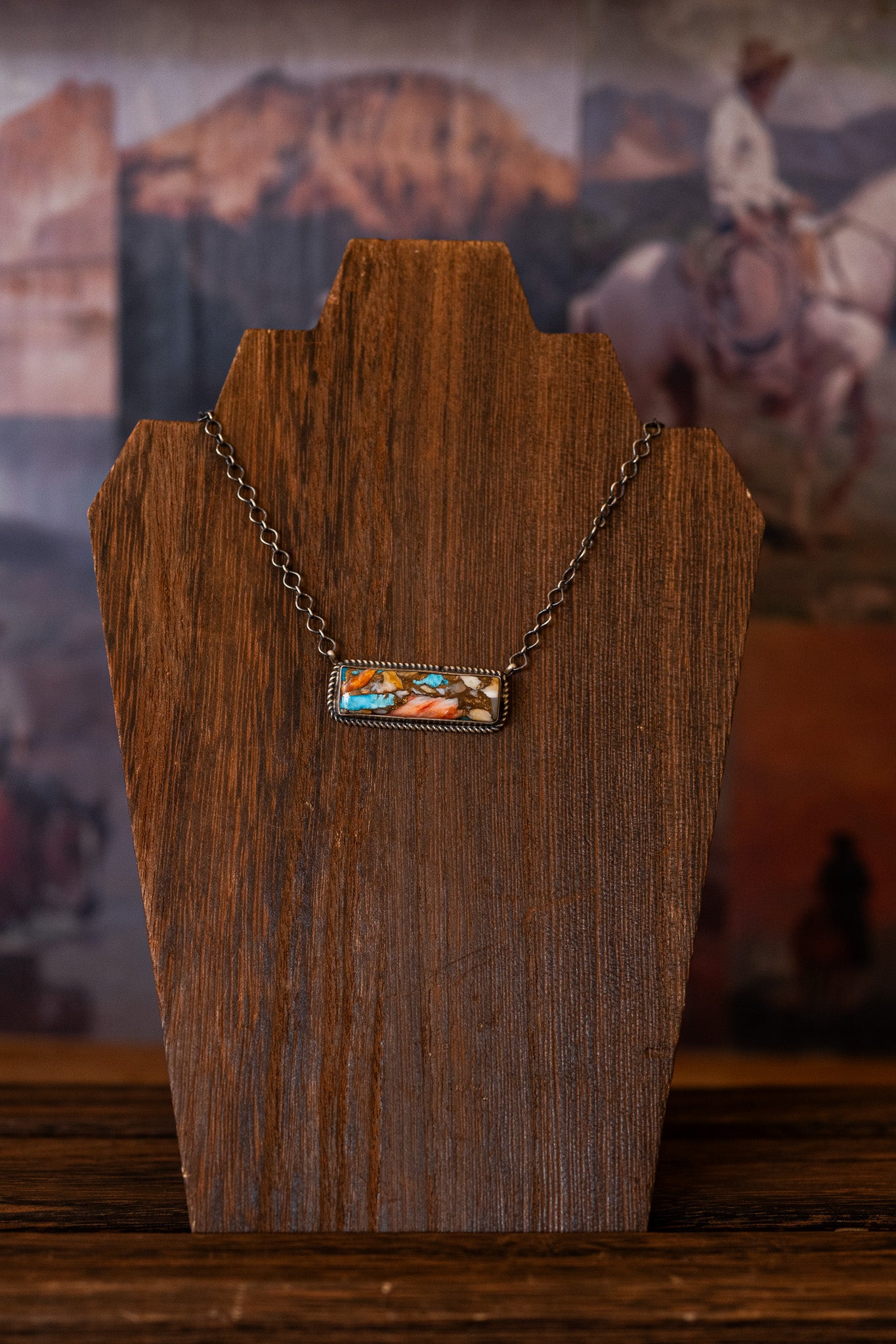 Spiny Turquoise Bar Necklace