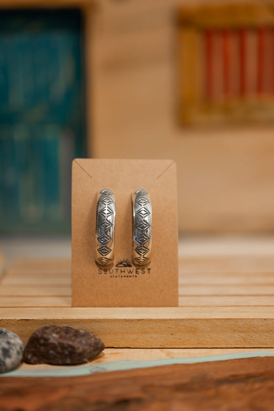 Silver stamped earrings