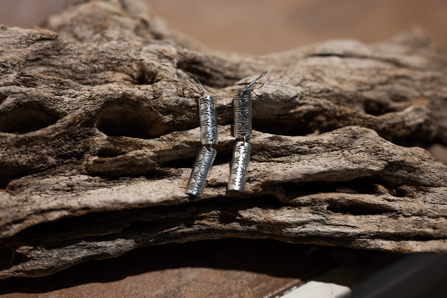 Silver Dangle Bar Earrings