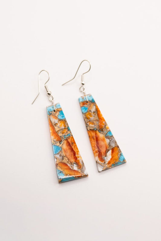Spiny Oyster Turquoise Slab Earrings