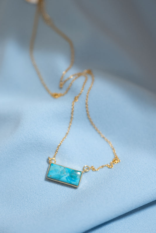 Gold and Turquoise Bar Necklace
