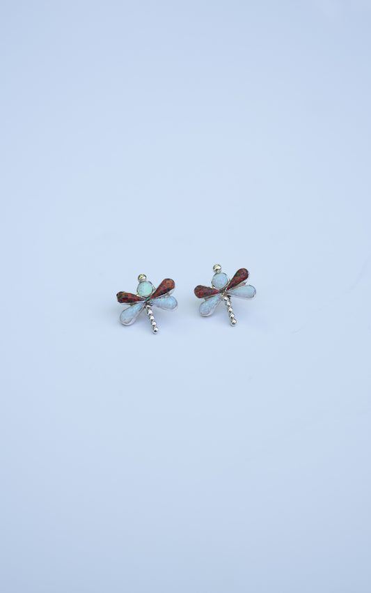 Zuni Dragonfly Opal Stud Earrings
