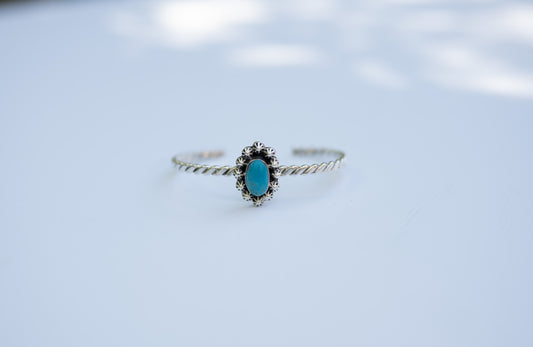 Silver and Turquoise Flower Cuff