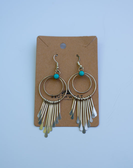 Silver Circle Turquoise Dangle Earrings