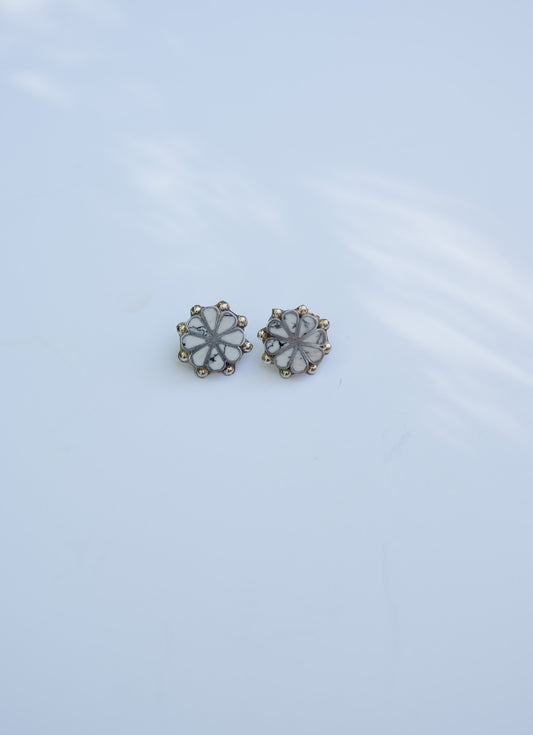 White Buffalo Flower Zuni Earrings