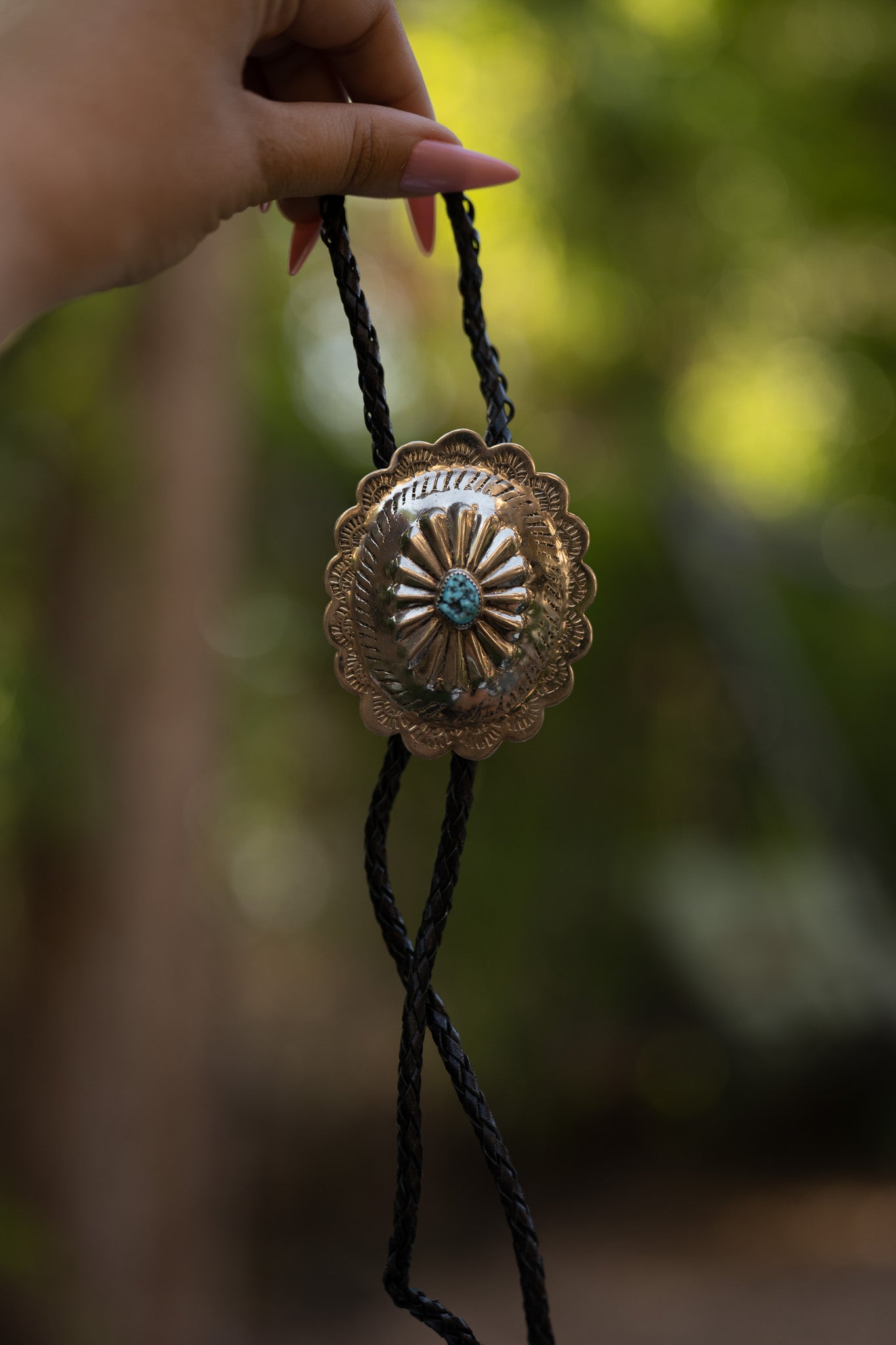 German Silver Bolo with Turquoise