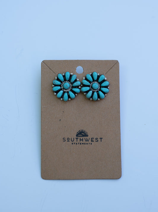 Turquoise Cluster Stud Earrings