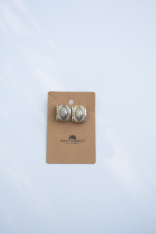 Silver Stamped Hoop Earrings