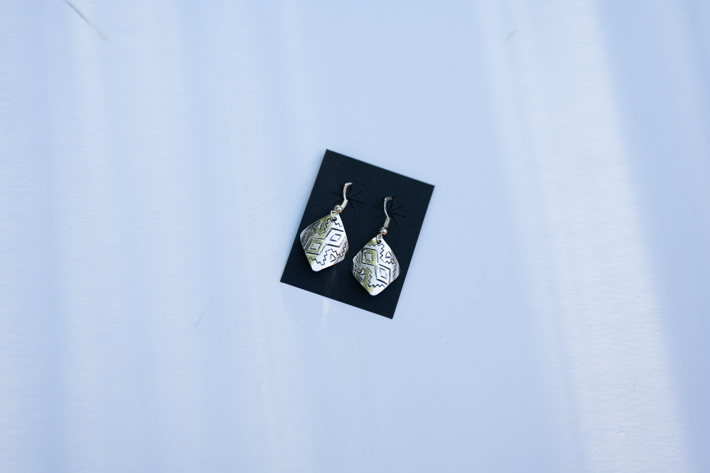 Silver Diamond Stamped Earrings