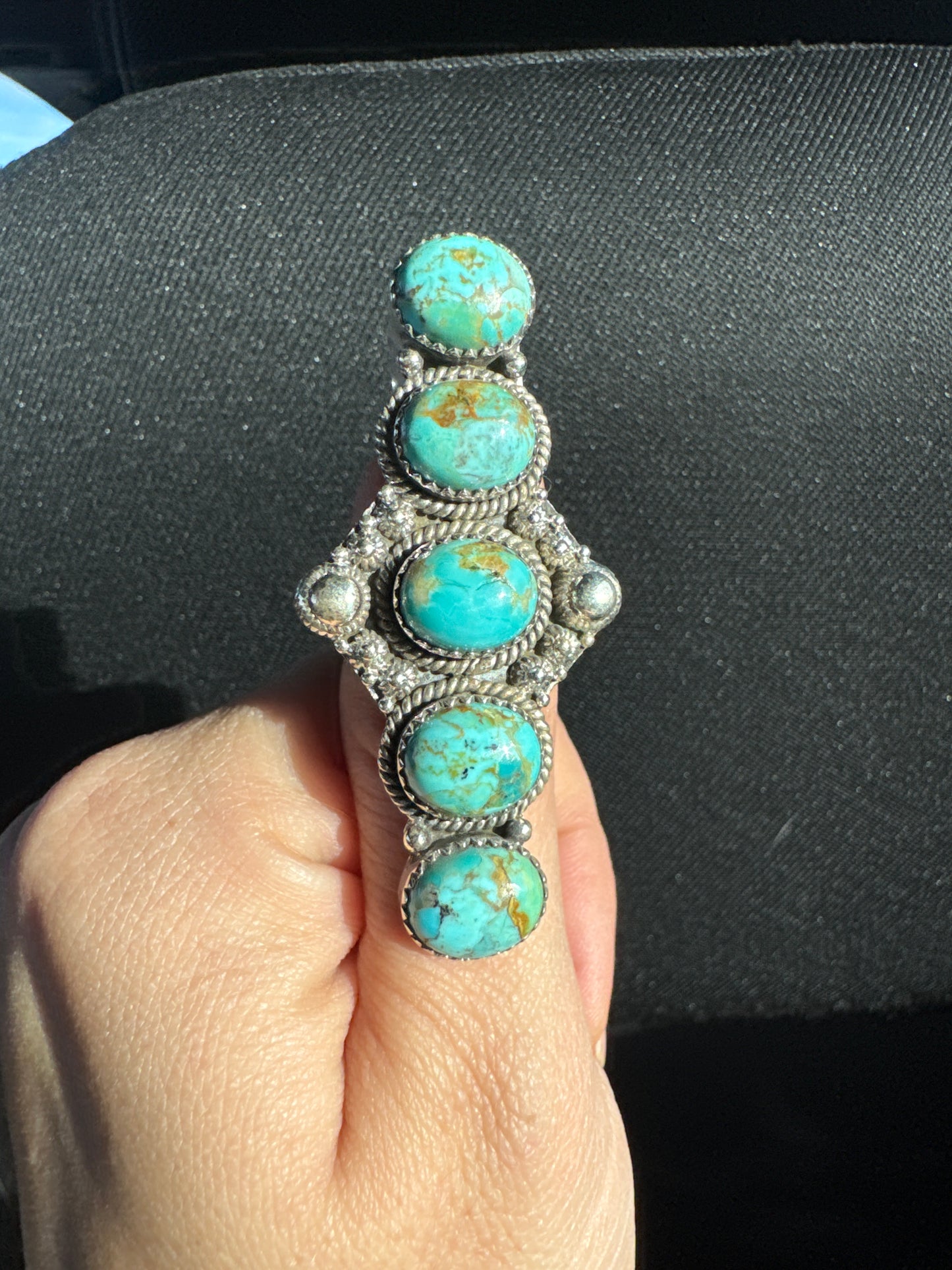 Five Stone Kingman Turquoise Ring | Adjustable Size