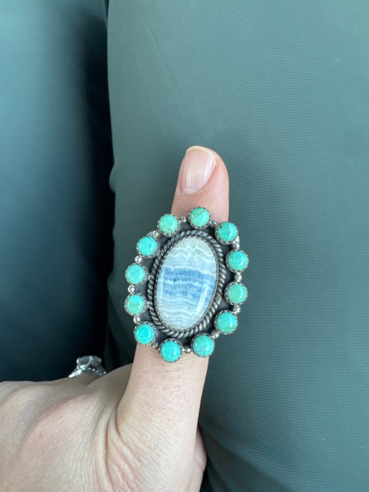 Turquoise Mix Stone Adjustable Ring