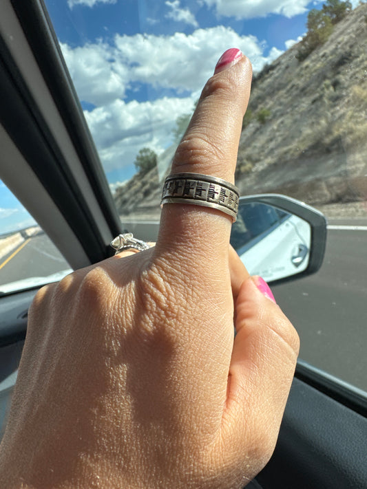 Silver stamped ring | Size 11.5