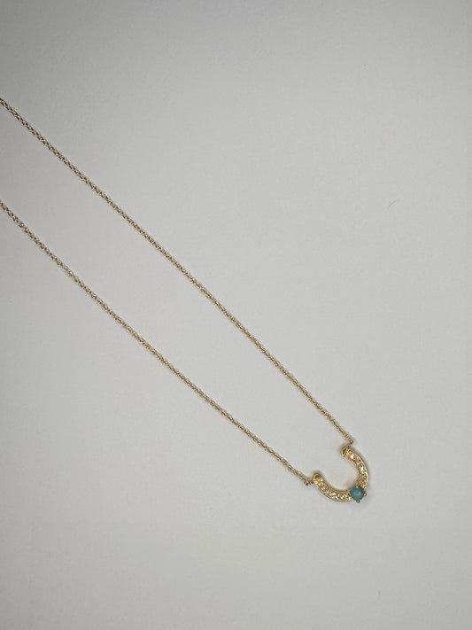 Gold and Turquoise Horseshoe Necklace