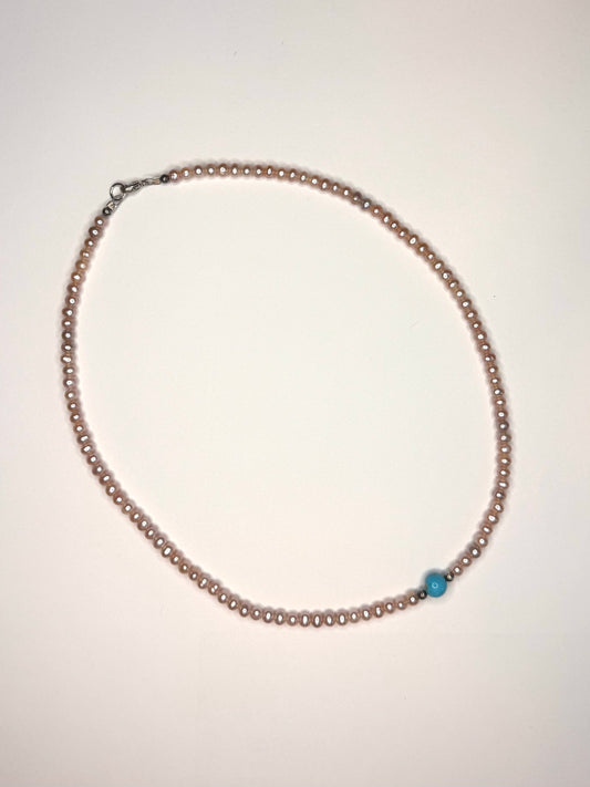 Mother of Pearl and Turquoise Bead Necklace