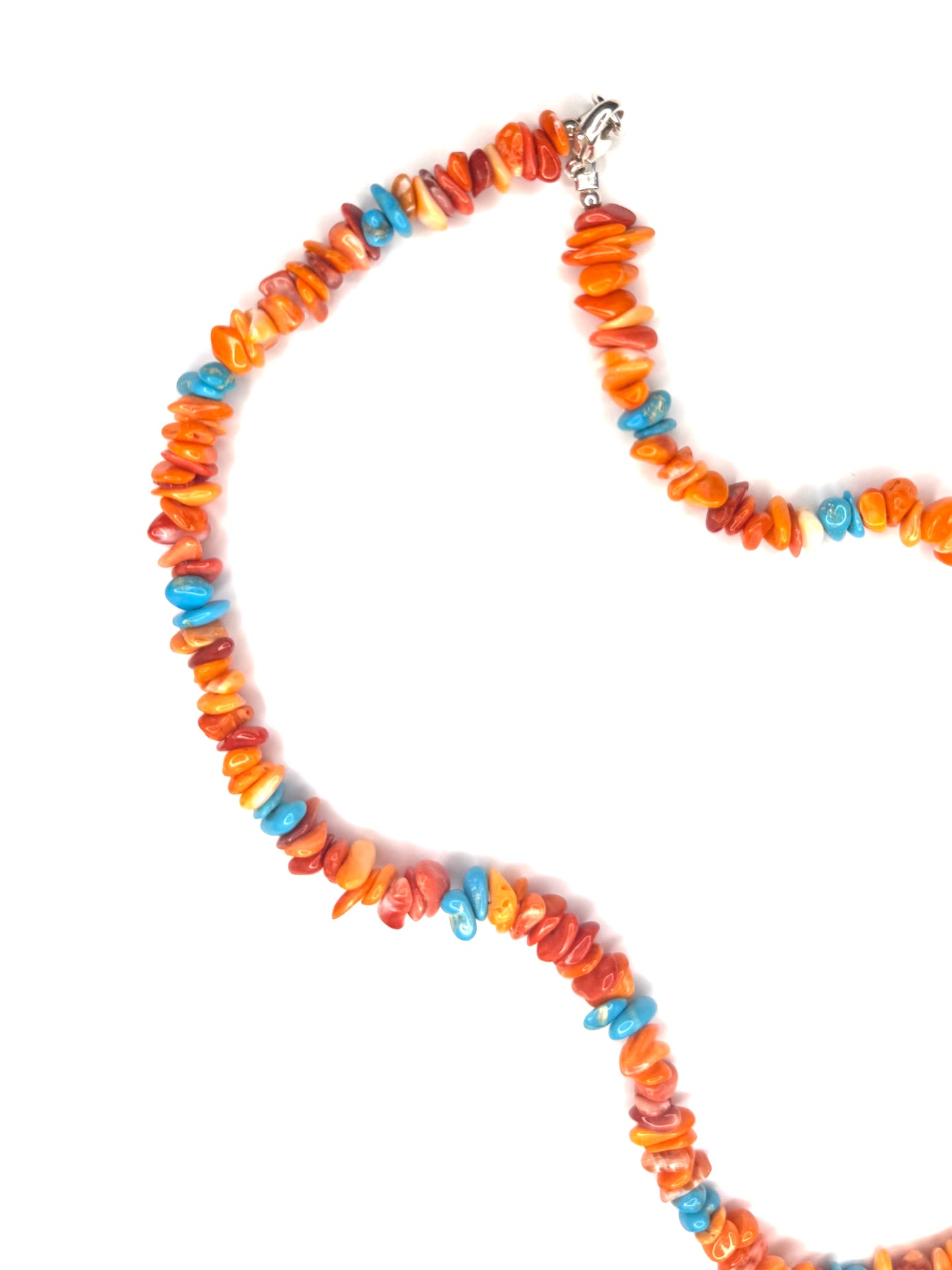 Spiny Oyster and Turquoise Bead Necklace