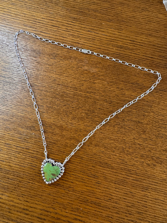 Green Turquoise Heart Necklace
