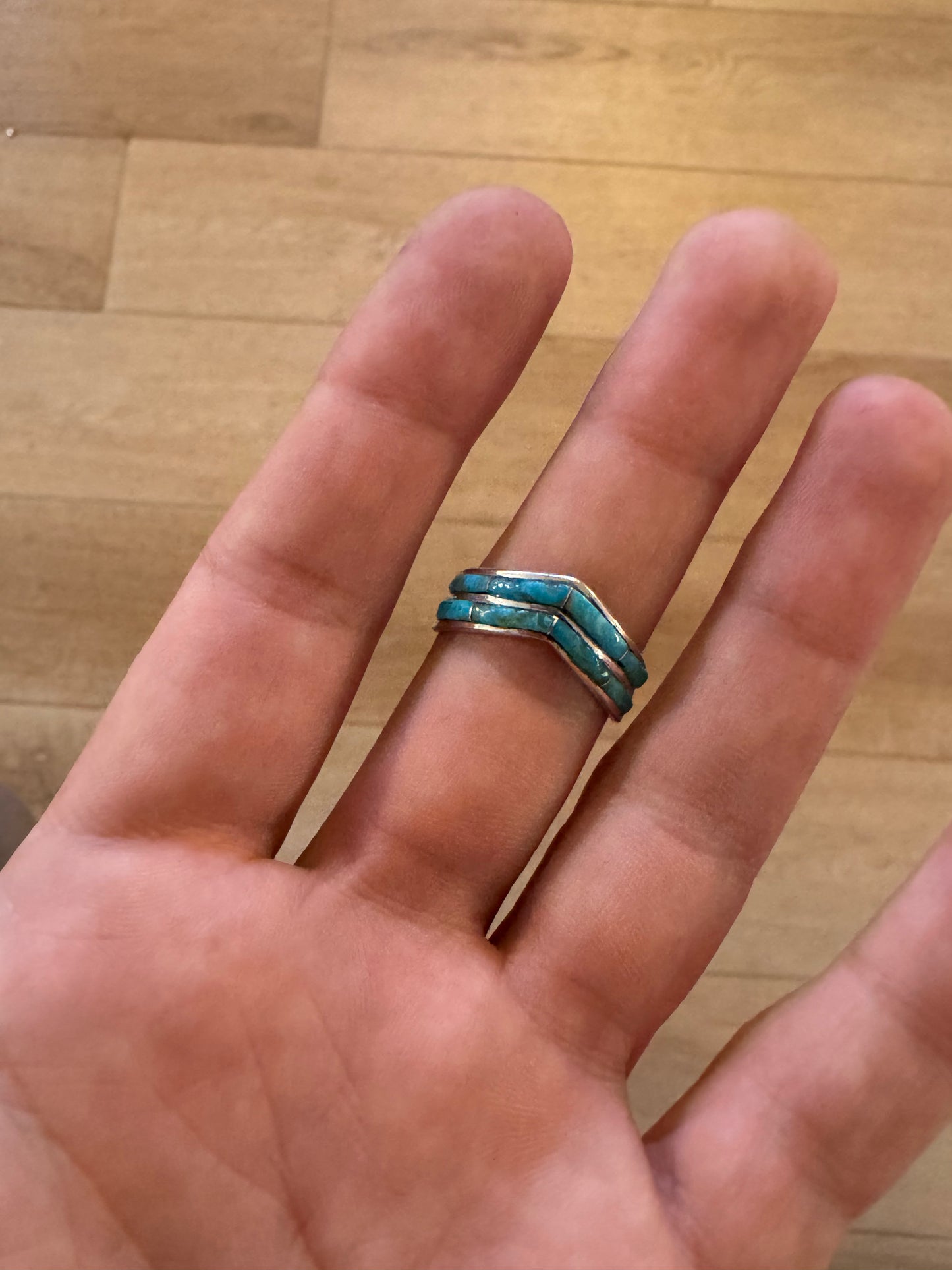 Double Stacked Chevron Ring | Size 9