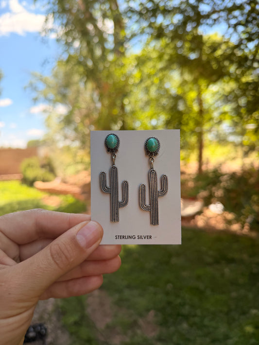 Cactus and Turquoise Earrings