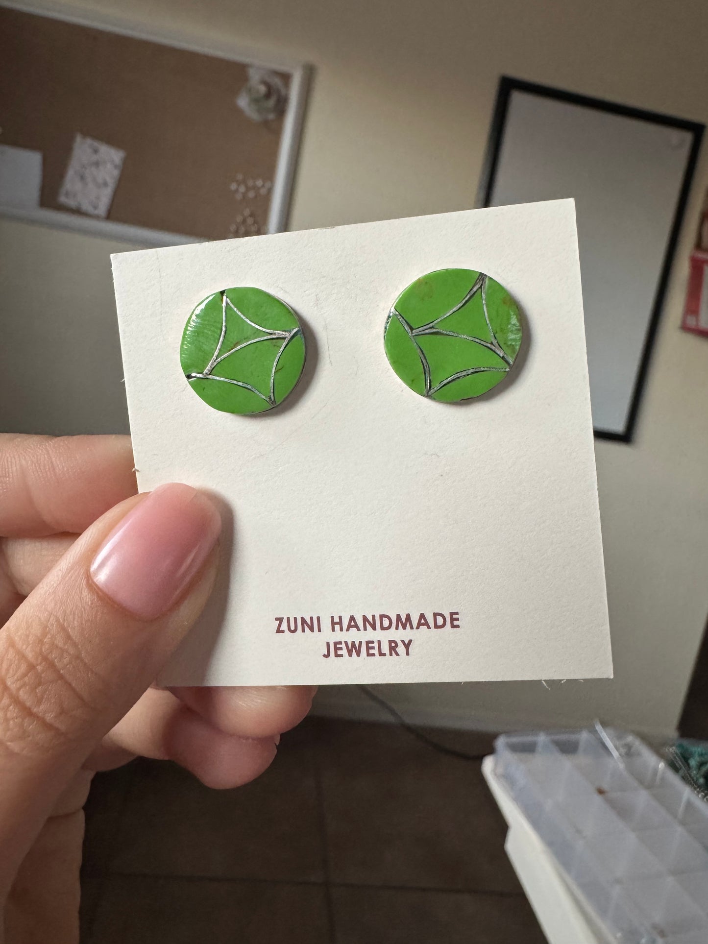 Zuni Gaspeite Stud Earrings