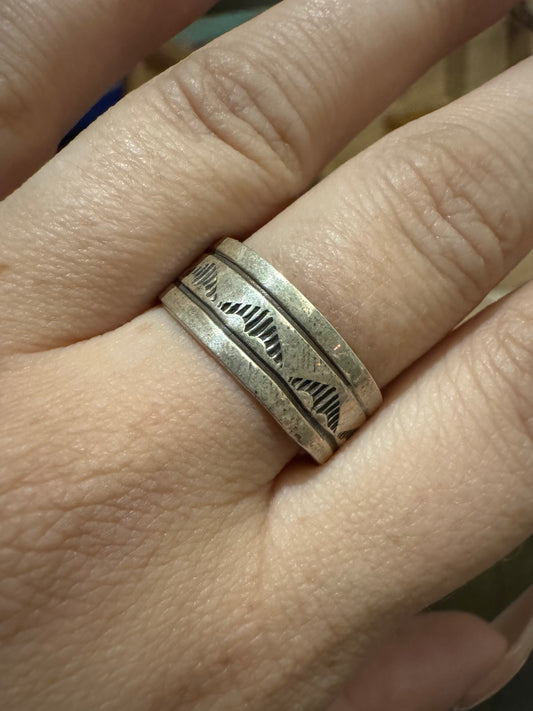 Sterling Silver Stamped Ring | Size 12