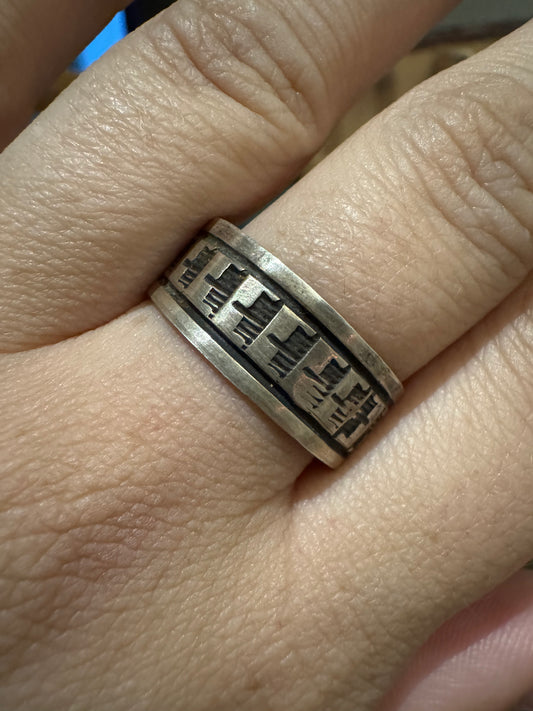Silver stamped ring | Size 11.5