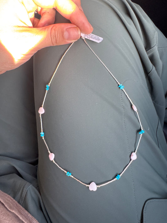 Turquoise and Pink Conch Necklace