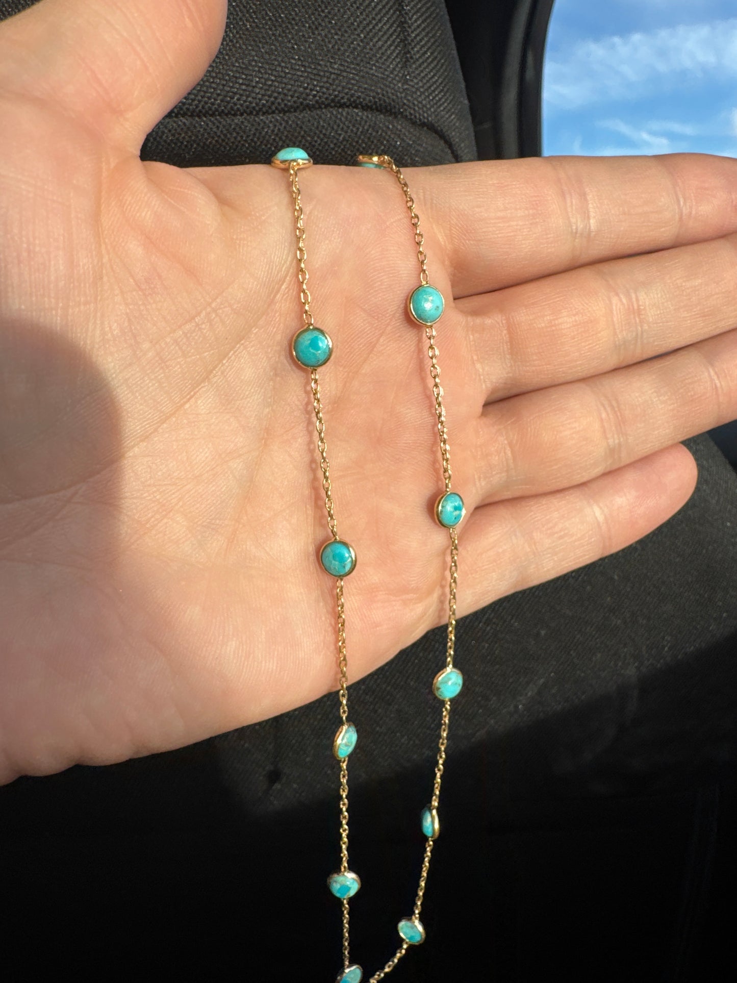 Turquoise and 14K Gold Plated Necklace