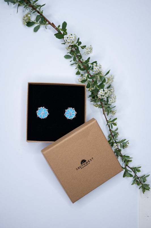 Floral Stud Turquoise Earrings