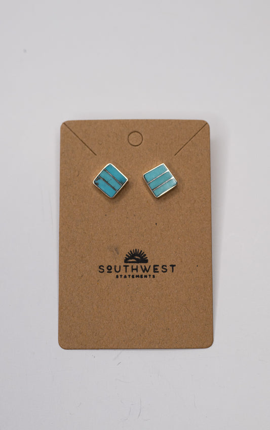 Turquoise Stud Square Earrings