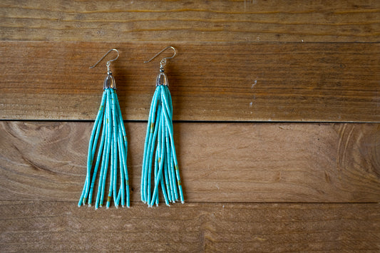 Turquoise Bead Tassel Earrings *BACK IN STOCK*