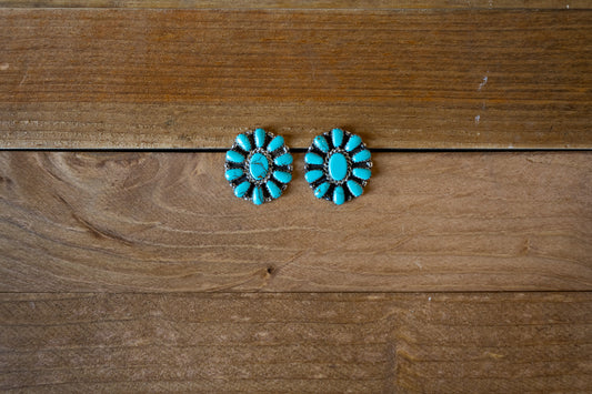 Navajo Turquoise Cluster Stud Earrings