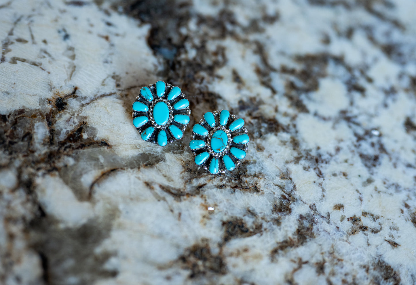 Navajo Turquoise Cluster Stud Earrings