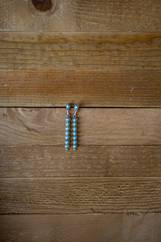 Zuni Drop Bar Turquoise Stud Earrings