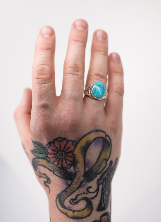 Mens Turquoise Stone Ring | Size 11