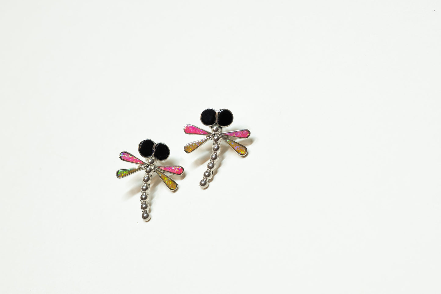 Zuni Dragonfly Stud Earrings Pink & Yellow